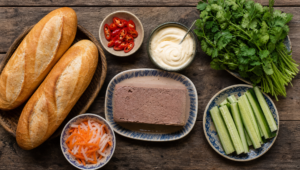 Bánh mì ingredients flatlay